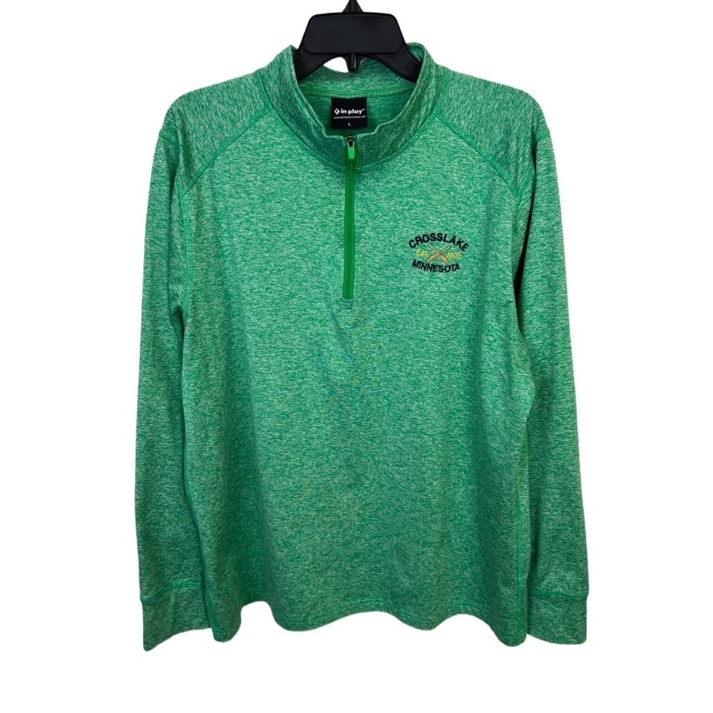 In Play Mens Crosslake Minnesota Heather Green Long Sleeve 1/4 Zip Shirt Large